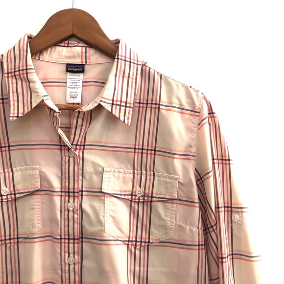 Patagonia Tops - Patagonia pale pink plaid button down shirt